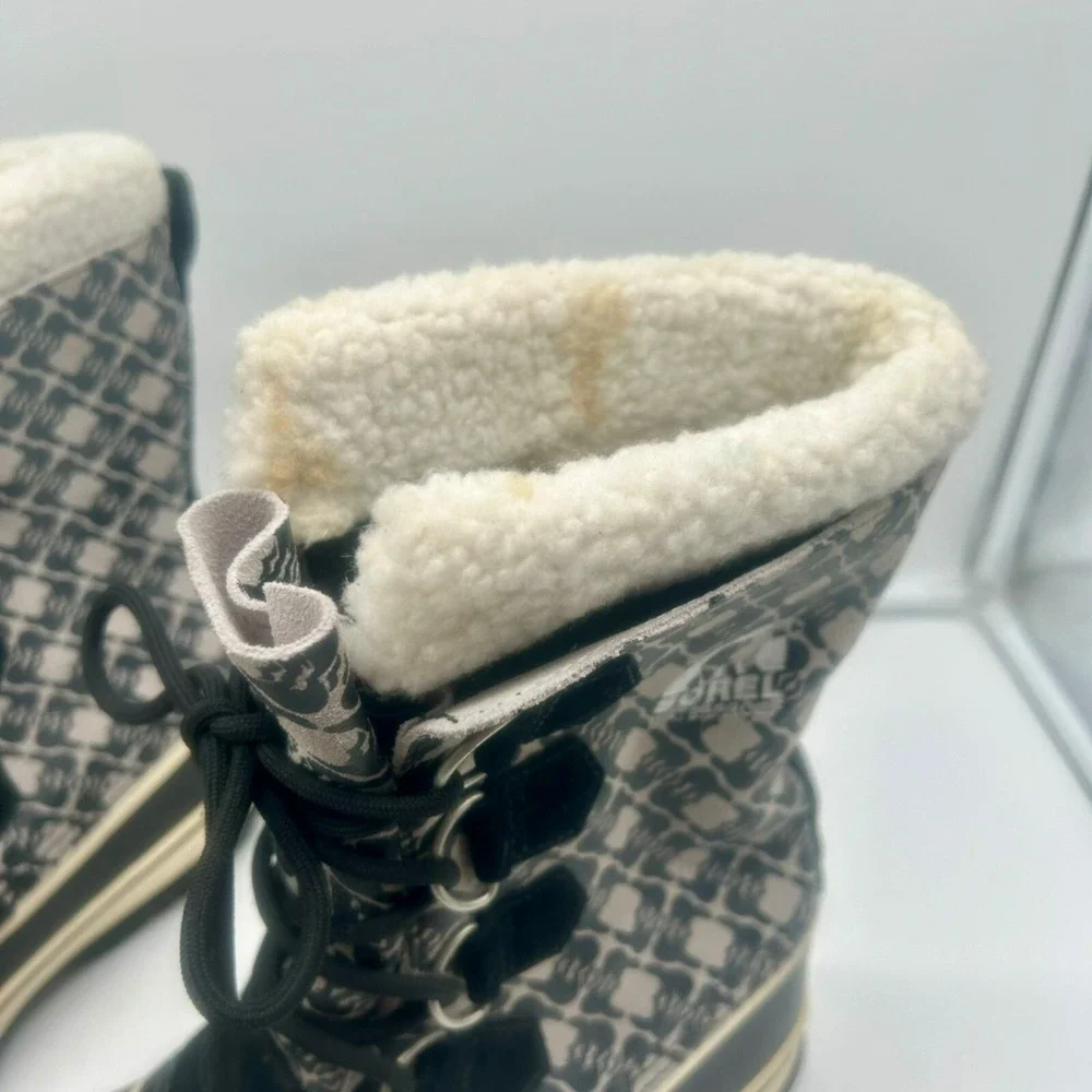 Sorel 1964 Pac Graphic Boots Men‎ 9 Black White Gray Waterproof Winter Snow Duck